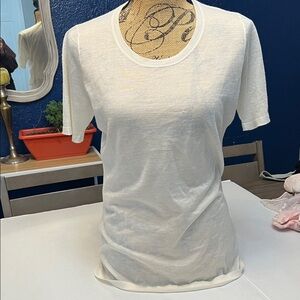 MANRICO CASHMERE SILK MANHATTAN CREAM SHORT SLEEVE WOMENS TOP LARGE